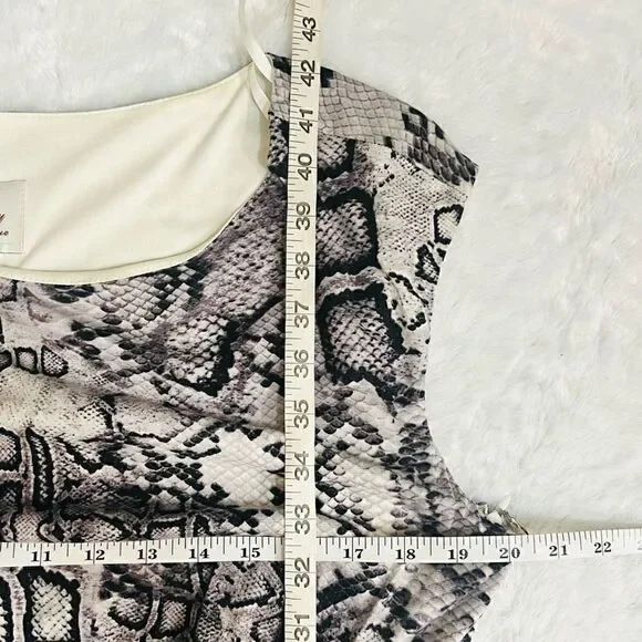 Suzi Chin for Maggy Boutique Womens Snake Print Crew Neck Belted Midi Dress 16 - Picture 4 of 7